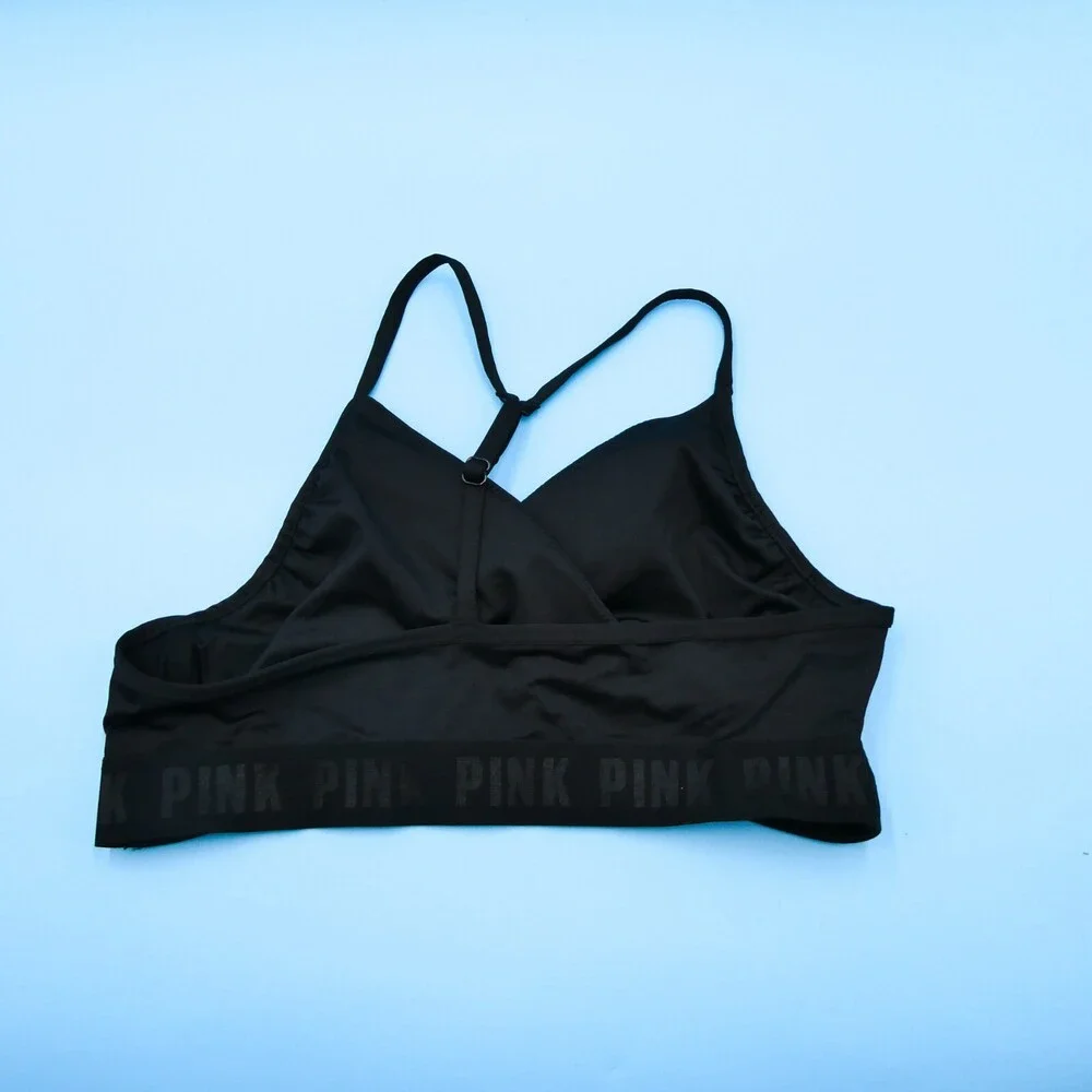 Victorias Secret Large Black Sports Bra‎ Wrap Racerback Ultimate Lightly Lined